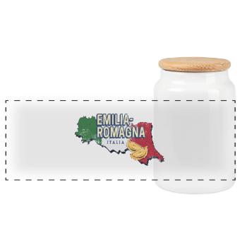 Emilia Romagna und Fahne Italien Region Souvenir - Panorama Keksdose mit Holzdeckel - Weiß - Vorne