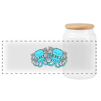 Zwei Kraken Peace Handzeichen Victory Symbol Hände - Panorama Keksdose mit Holzdeckel - Weiß - Vorne