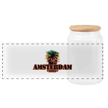 Amsterdam 2025 Palmiers - Boîte à biscuits avec couvercle en bois - blanc - Devant
