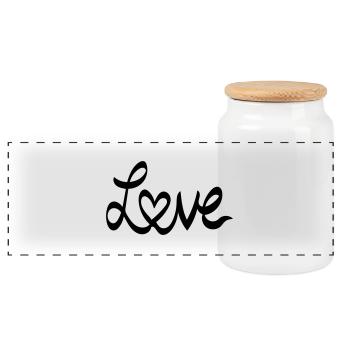 amour amour - Boîte à biscuits avec couvercle en bois - blanc - Devant