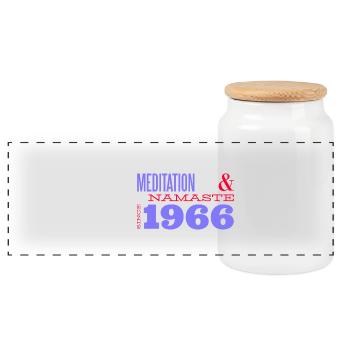 Meditating Since 1966 - 59 Years of Inner Peace - - Panoramic Cookie Jar with Wooden Lid - white - Front