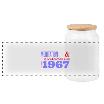 Namaste - Méditer depuis 1967 - 58 ans de zen - Boîte à biscuits avec couvercle en bois - blanc - Devant