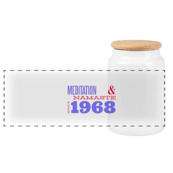 Meditieren seit 1968 - 57 Jahre Reflexion - Panorama Keksdose mit Holzdeckel - Weiß - Vorne