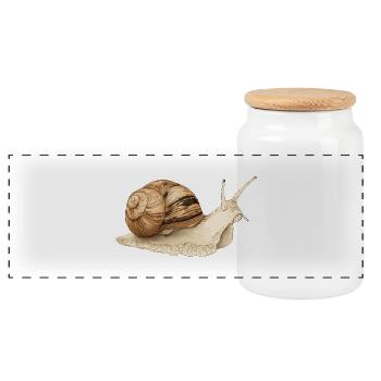 Snail - Panoramic Cookie Jar with Wooden Lid - white - Front