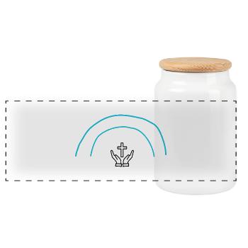 croix catholique irradiante - Boîte à biscuits avec couvercle en bois - blanc - Devant