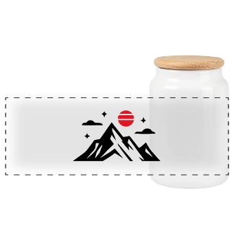 Mountains icon - Panoramic Cookie Jar with Wooden Lid - white - Front