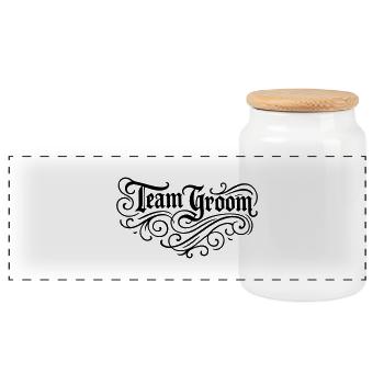 Team Groom - Panorama Keksdose mit Holzdeckel - Weiß - Vorne
