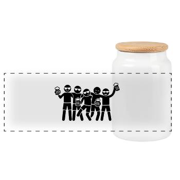 Groupe de vacances de fête - Boîte à biscuits avec couvercle en bois - blanc - Devant
