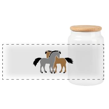 2 Chevaux Équipe Poney Poulain Couple Amoureux Amis - Boîte à biscuits avec couvercle en bois - blanc - Devant