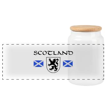 Scotland's "Rampant Lion" - Panoramic Cookie Jar with Wooden Lid - white - Front