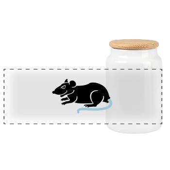 Ratte / rat (2c) - Panorama Keksdose mit Holzdeckel - Weiß - Vorne