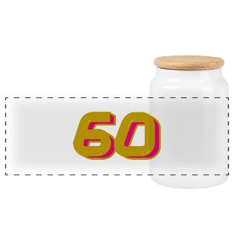 60. 60 ANS. 60e ANNIVERSAIRE. ANNIVERSAIRE 60 ANS. - Boîte à biscuits avec couvercle en bois - blanc - Devant