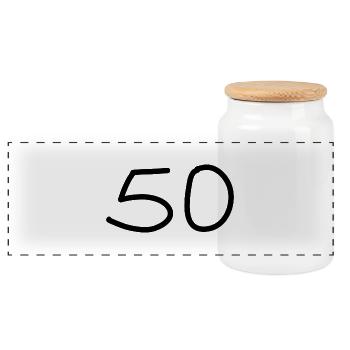50e anniversaire cinquante numéro noir - Boîte à biscuits avec couvercle en bois - blanc - Devant