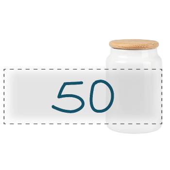 50e anniversaire cinquante numéro bleu - Boîte à biscuits avec couvercle en bois - blanc - Devant