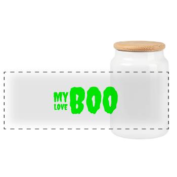 Conception de texte d’anniversaire vert audacieux 'My Love' - Boîte à biscuits avec couvercle en bois - blanc - Devant