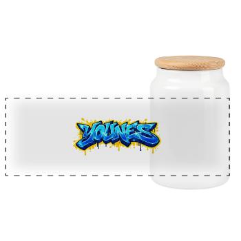 YOUNES GRAFFITI NAME FOR PERFECT GIFT PRINTABLE  - Boîte à biscuits avec couvercle en bois - blanc - Devant