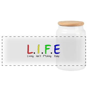 Life - Panoramic Cookie Jar with Wooden Lid - white - Front