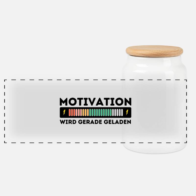 Motivation wird geladen - Panorama Keksdose mit Holzdeckel - Weiß