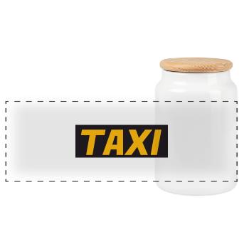Taxi - I am the driver - Panoramic Cookie Jar with Wooden Lid - white - Front