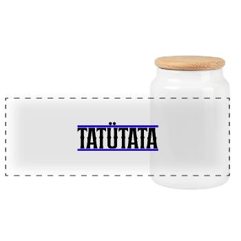 Tatuetata_ _blau - Panoramic Cookie Jar with Wooden Lid - white - Front