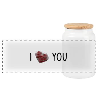 LOVE. CHRISTMAS. VALENTINE'S DAY. COUPLE. JUST MARRIED. - Panoramic Cookie Jar with Wooden Lid - white - Front