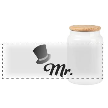 groom - Panoramic Cookie Jar with Wooden Lid - white - Front