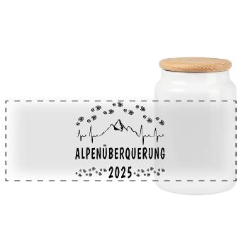 Alpenüberquerung zu Fuß - E5 - Herzschlag - 2025 - Panorama Keksdose mit Holzdeckel - Weiß - Vorne