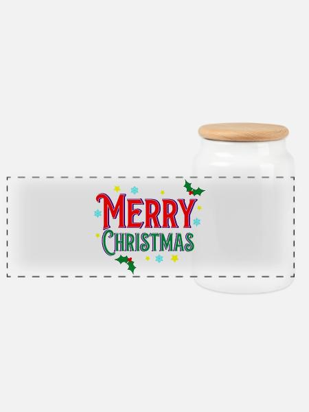 Frohe Weihnachten - Panorama Keksdose mit Holzdeckel - Weiß