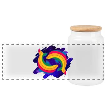 Dauphins arc-en-ciel (ciel) - Boîte à biscuits avec couvercle en bois - blanc - Devant