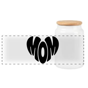Mom Herz Form Mama Herzform Muttertag Geschenk - Panorama Keksdose mit Holzdeckel - Weiß - Vorne