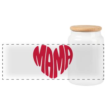 Mama Herz Form Mutter Herzform Muttertag Geschenk - Panorama Keksdose mit Holzdeckel - Weiß - Vorne
