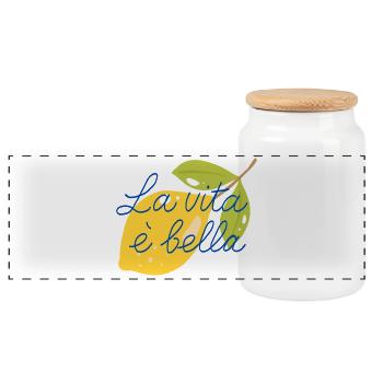 La Vita è Bella - Boîte à biscuits avec couvercle en bois - blanc - Devant