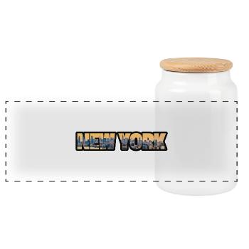 Skyline von New York City - Panorama Keksdose mit Holzdeckel - Weiß - Vorne