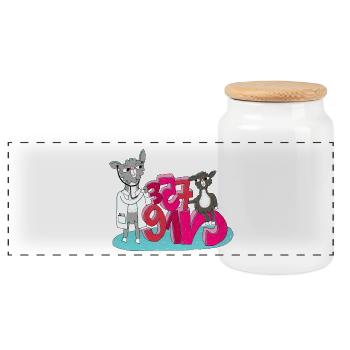 Doctor Lama and the numbers - Panoramic Cookie Jar with Wooden Lid - white - Front