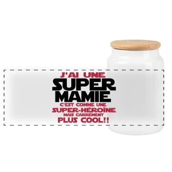 j'ai une super mamie - Boîte à biscuits avec couvercle en bois - blanc - Devant