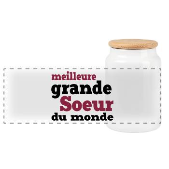 meilleure grande soeur du monde - Boîte à biscuits avec couvercle en bois - blanc - Devant