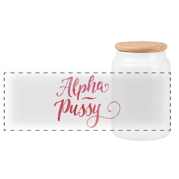 Pussy alpha - Boîte à biscuits avec couvercle en bois - blanc - Devant