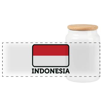 Nationalflagge von Indonesien - Panorama Keksdose mit Holzdeckel - Weiß - Vorne