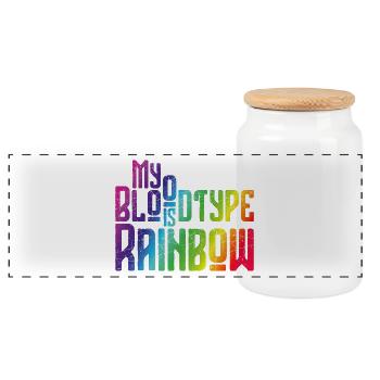 Mein Blut ist Regenbogen - Toleranz und Frieden - Panorama Keksdose mit Holzdeckel - Weiß - Vorne