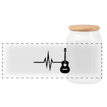 Mein Herz schlägt für Gitarre - Instrument Musik - Panorama Keksdose mit Holzdeckel - Weiß - Vorne