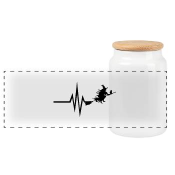 My heart beats for witches - Halloween pumpkin - Panoramic Cookie Jar with Wooden Lid - white - Front