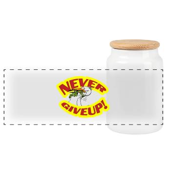 never giveup 2 copy - Panoramic Cookie Jar with Wooden Lid - white - Front