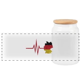 My heart beats for Germany - German homeland - Panoramic Cookie Jar with Wooden Lid - white - Front