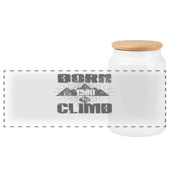 BORN TO CLIMB CLIMBING klettern love 1980 - Panorama Keksdose mit Holzdeckel - Weiß - Vorne