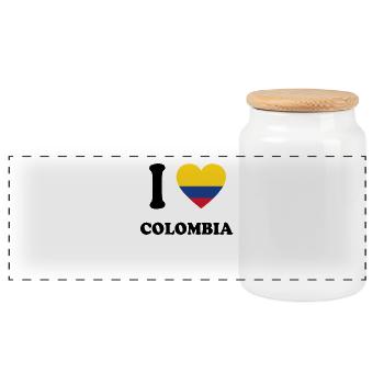 i love home land geschenk COLOMBIA - Panorama Keksdose mit Holzdeckel - Weiß - Vorne