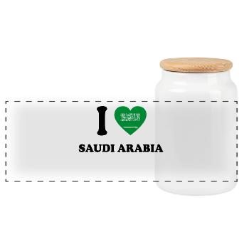 i love home land geschenk SAUDI ARABIA - Panorama Keksdose mit Holzdeckel - Weiß - Vorne