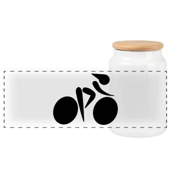 cyclistes de course - Boîte à biscuits avec couvercle en bois - blanc - Devant