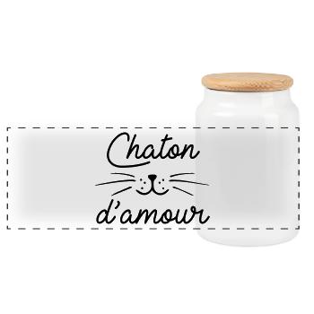 Chaton d'amour - Boîte à biscuits avec couvercle en bois - blanc - Devant