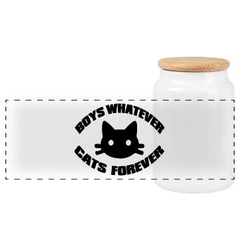 cats forever - Panorama Keksdose mit Holzdeckel - Weiß - Vorne