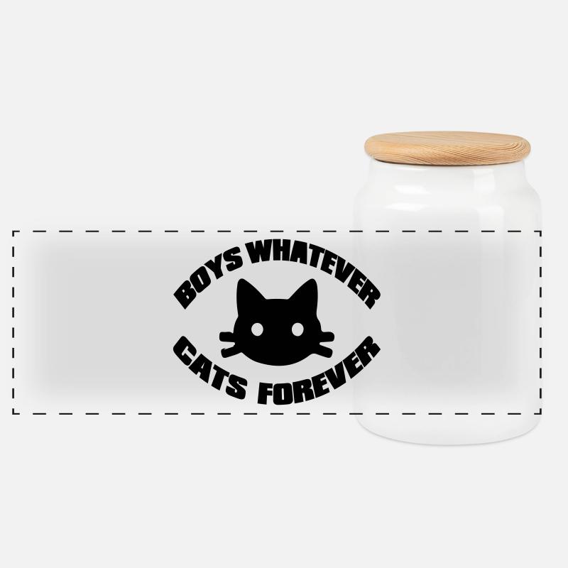cats forever - Panorama Keksdose mit Holzdeckel - Weiß